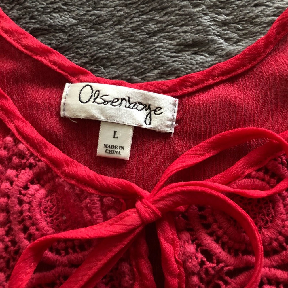 Sheer red tank. Juniors size Large.